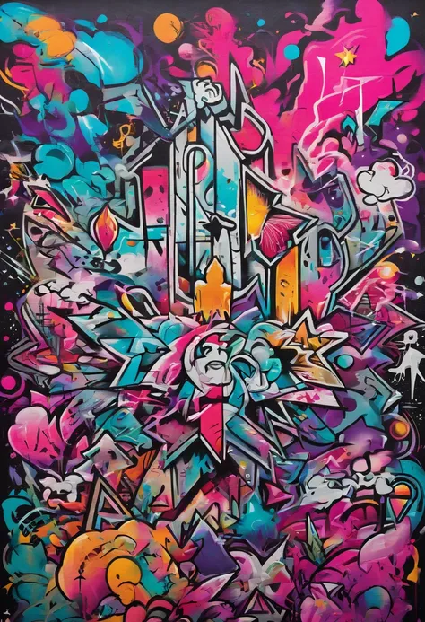 Grafite de um diabo com chifres e uma estrela em um fundo rosa, monstro do graffiti, graffiti painting, arte do grafitti, arte do grafite, grafite estilo selvagem, por Derf, estilo de arte graffiti, bold graphic graphite, Grafite ousado, in graffiti style,...