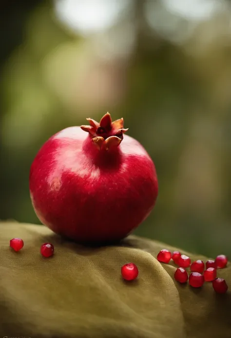 A pomegranate，There are particles that come out