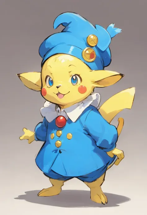 Clown rat、Blue costume、The big yellow button is３Attached to clothes、Blue tricorn hat