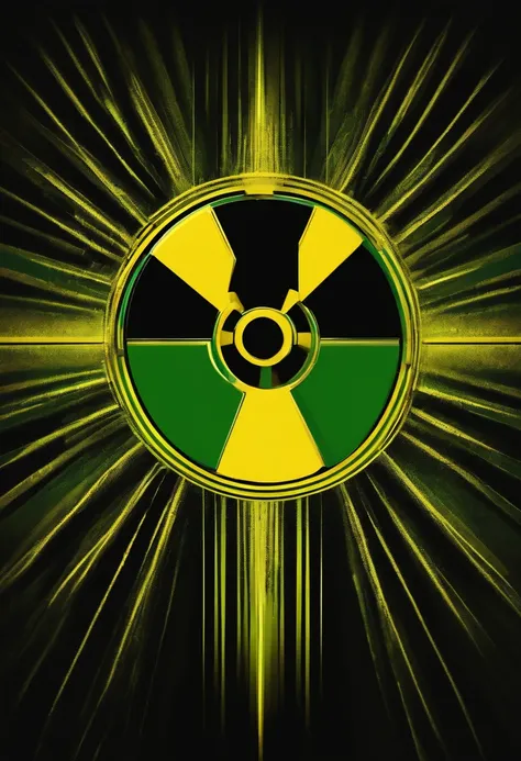 Generate an artistic image with radiation symbol with black and green or black and yellow coloration