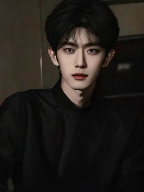 the arad man in a black shirt sat in a dark room, kim do-young, shin jinying, inspired by zhang han, cai xukun, inspired by bian...