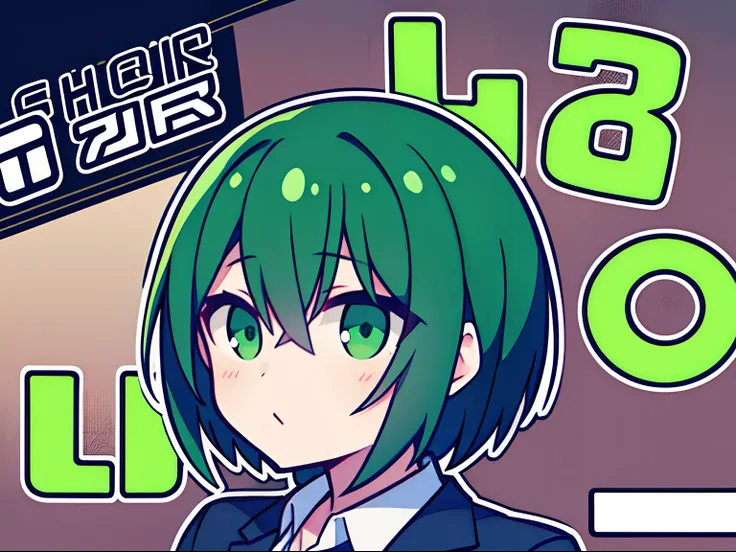 The logo of the car tuning company、Girl in suit with short green and black hair