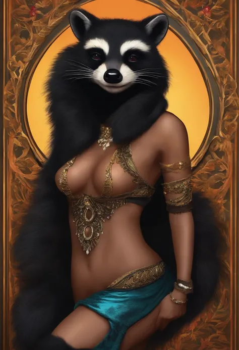 non-sexual black furry racoon woman