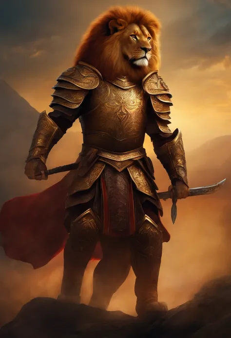 Lion warrior, armoured,blod