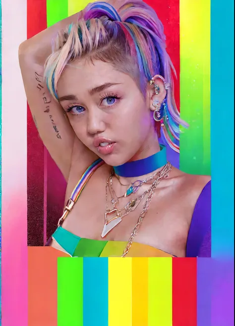 miley cyrus, Best quality, ultra high res, ((rainbow pride))