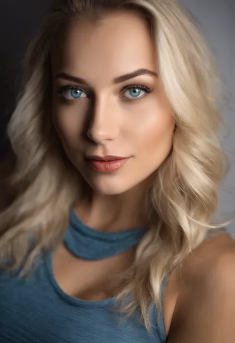 Blond Frau mit passendem Tanktop und Rock posiert in einem Nachtclub, Sexy girl with blue eyes, portrait sophie mudd, Hintergrund verwischen, best quality, 1girls, Portrait de Corinna Kopf, blonde hair and large eyes, Selfie einer jungen Frau, ohne Make-up...