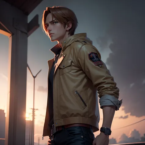 Young man look like leon kennedy looking up at the rainy sky, ultra-detailliert. anime image. by makoto shinkai, anime art wallpaper 4k, anime art wallpaper 4k, Anime art wallpaper 8k, anime wallpaper 4k, anime wallpaper 4k, 4K Anime Wallpapers, Anime Sky,...