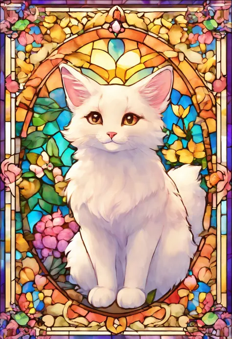 stained glass window、Fluffy cat ears、Fluffy fox tail、