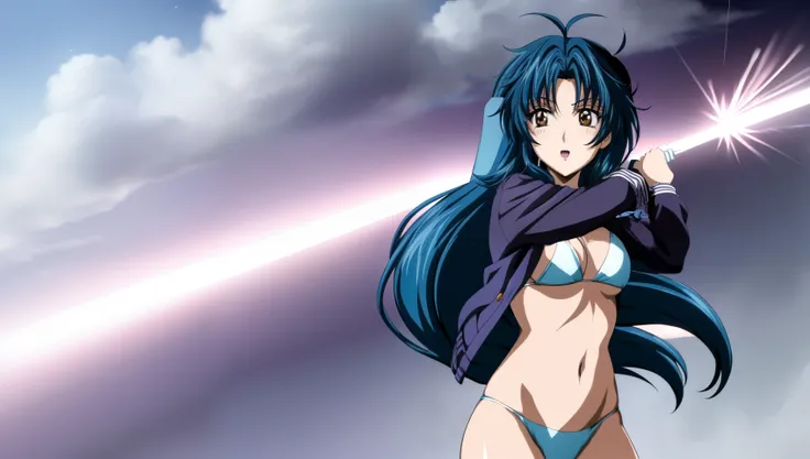 KanameChidori, 1girl, anime, Obra maestra, La mejor calidad, bikini, Altamente detallado, hermoso fondo, dynamic lighting