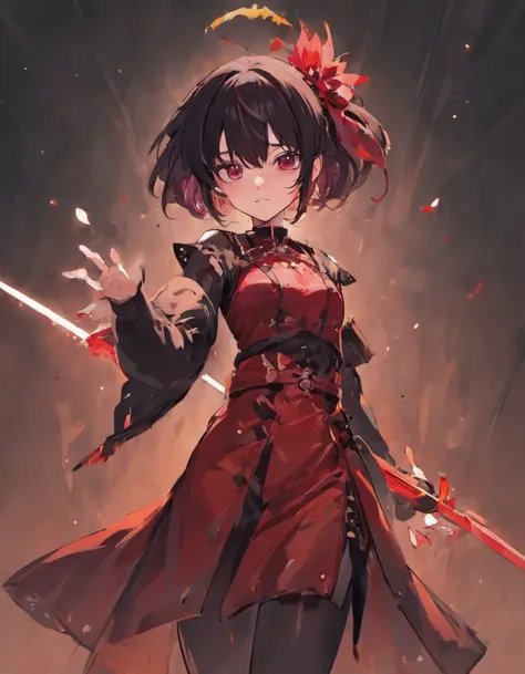 a woman in a black and red outfit holding a sword, 1 7 - year - old anime goth girl, anime character; full body art, anime full body illustration, anime character, detailed anime character art, best anime character design, official character art, from arkn...