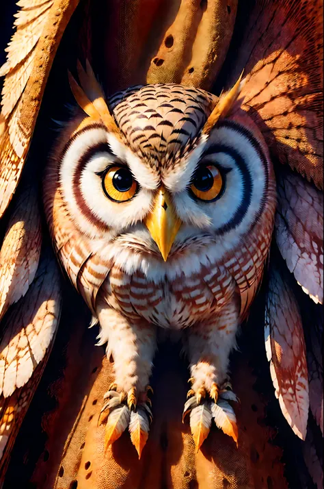 "Desert Owl, art, Chibi, beautiful, colorful, Works, Superior Quality, best quality, Official Art, Beautiful and Aesthetic, (16k ultra-realistic)" splash,