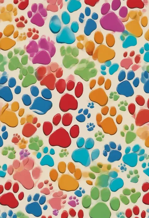 Colored dog paw prints