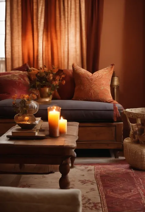 Create a living room, Use warm colors, Soft textile elements, Use candles, Place books and magazines, Decorative pillows, Wooden elements, Dislocate plants, soft light, Curtains, Photos & Pictures.