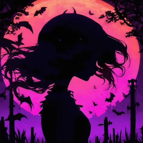 (Silhouette Art,cutouts:1.6)
(((Paper cutting art,A world where only black exists:1.3)

(Cowboy Shot),1 girl,Solo,
(Girl in a witchs hat,profile:1.2),white, Clear and beautiful face,The Moon Behind

break
(Purple Moon、Yellow Jack O Lantern)
Textured glass ...