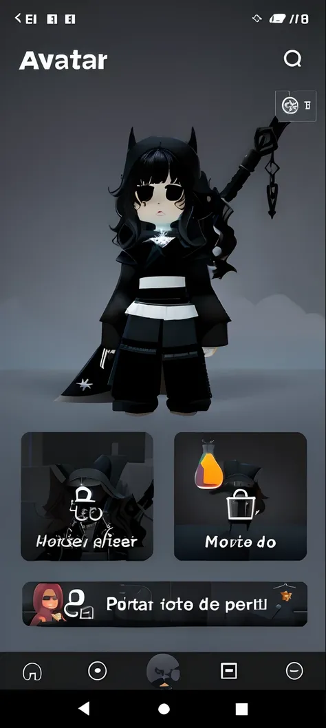 Hay un personaje de dibujos animados que parece ser un personaje de un videojuego, Bruja oscura de moda, Dark Robe, dark themed, capa oscura, Personaje de Bruja Oscura, piel negra, Ropa de bruja, Ropa oscura, Ropa de bruja, Piel negra, Bruja Oscura, dark r...