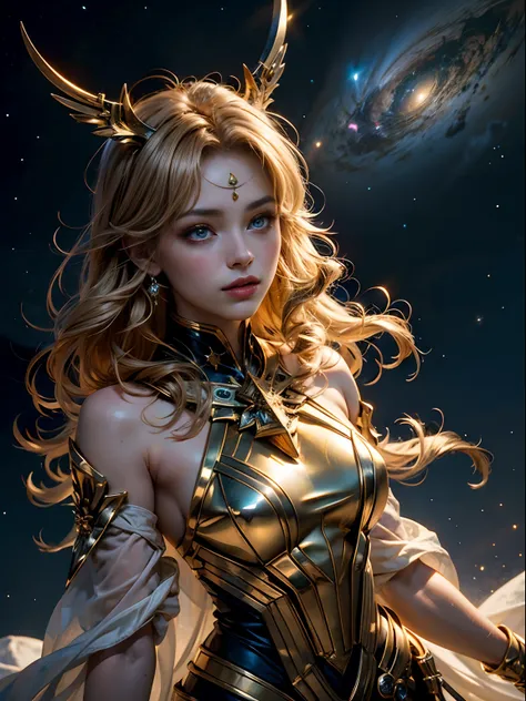 sagittarius，magical golden sagittarius astrolabe，sagittarius image, demihuman, half horse，((charming sagittarius female characte...