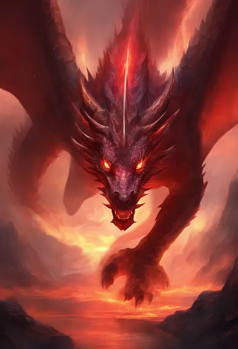 Dragon head with red eyes