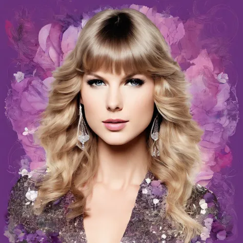 Beautiful girl ,taylor swift, old photo, violet,   (highres, best quality:1.2), radiance, soft contours,