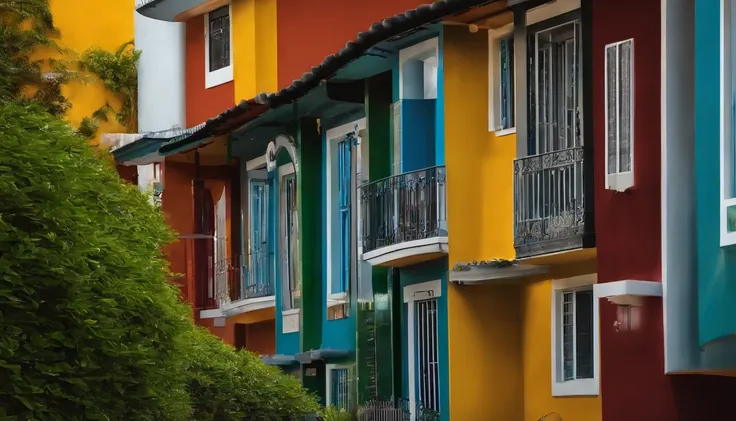 A residential building with several units, arquitetura brasileira, com pequenas rachaduras nas paredes, minor infiltrations and other signs of breakdowns, detalhista, real