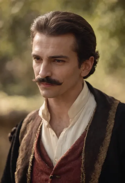 homem de araffe com um bigode e um bigode sentado em uma rocha, homem bonito, bigode grosso, Macho bonito, he got a big french musctache, attractive and good looking, com bigode, inspirado em Osman Hamdi Bey, com bigode aparado, homem atraente, male vampir...