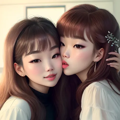 Jennie Kim from blackpink kissing lisa from blackpink