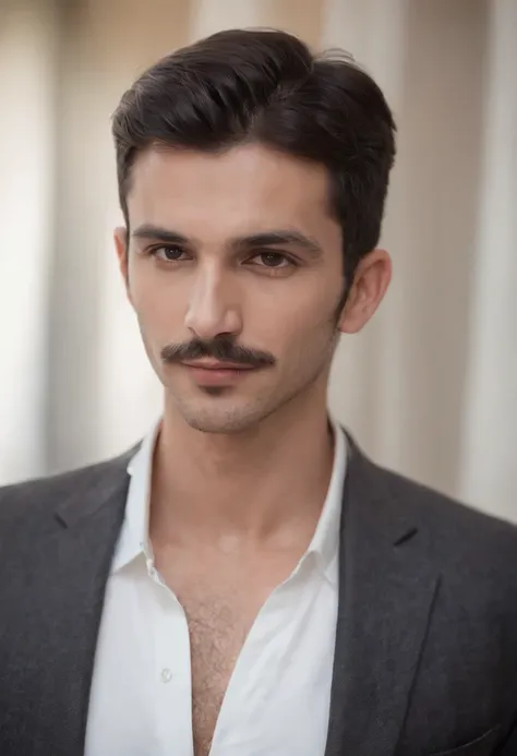 a handsome (((slim))) syrian man, with a thick, smooth face but with a thick, black and very masculine mustache, dense and short straight hair , mustache and black hair, square face, Turkish nose, thin, hairy body, hairy chest, with erect dick, with hairy ...