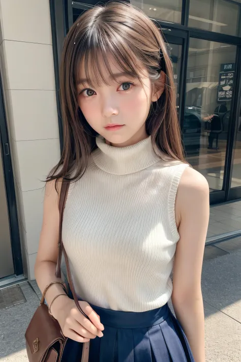 Top image quality、8K、​masterpiece：1.3))、Realistic high-quality photos、top-quality、girl cute-fine face、13 years old beautiful Japan girl、Photo of slim little girl model、Beautiful girl model、young japanese girl、Young cute face、japanaese girl、13-year-old fema...