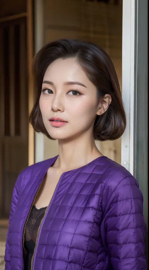 photograph of-realistic (1 royal sister korean star) hair slicked back, white skin, thin makeup, 32 inch breast size, a slight s...