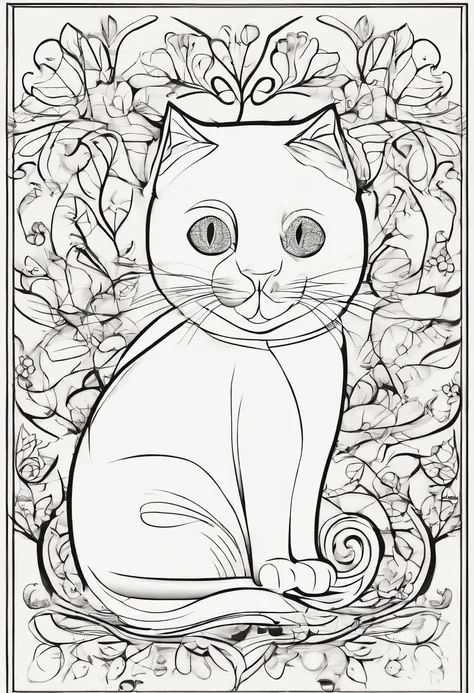 Create a drawing cat image shaped like the letter "H". I want the cats shape to represent the letter "H". Please be creative and add details that will make the composition interesting. Keep the color palette of the image vibrant and the overall aesthetic p...