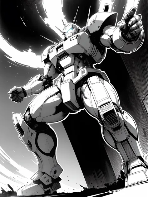 mecha moviment lineart de alto contraste, ink by jim lee