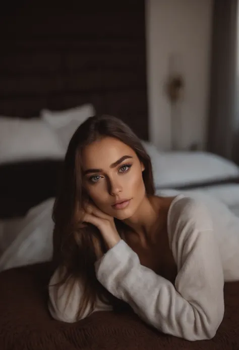 arafed woman with black clothes, sexy girl with brown eyes, portrait sophie mudd, brown hair and large eyes, selfie of a young woman, bedroom eyes, violet myers, without makeup, natural makeup, looking directly at the camera, face with artgram, subtle make...