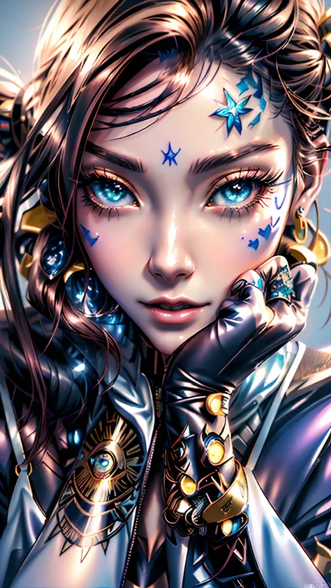 um close up de uma mulher com tatuagens no rosto, retrato impressionante do rosto do anime, Arte digital realista 4K, Arte digital realista 4K, bela arte digital, estilo anime 4K, 8k arte detalhada de alta qualidade, estilo de arte realista, Estilo anime 3...