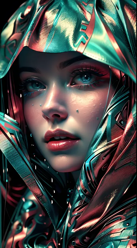 um close up de uma mulher vestindo uma jaqueta vermelha e azul, Arte digital 4K realista, Arte digital 4K realista, bela arte digital, Arte digital realista 8k, pintura digital ultra realista, Pintura digital realista, Arte de fantasia hiperrealista, Arte ...