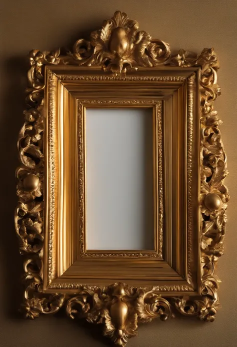 picture frame，golden colored，opulent，elegent