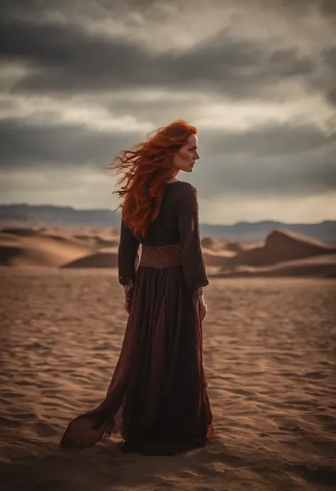 Shadow witch, nomad, red hair, desert