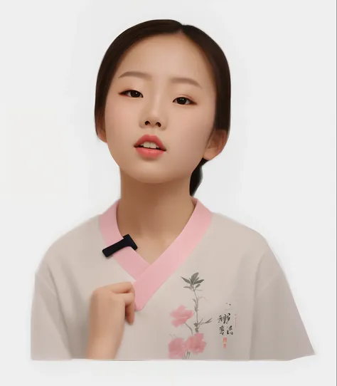 There was a young girl wearing a white shirt and a pink belt, Chinese girl, Young Asian girl, inspired by Zhang Zeduan, inspired by Hua Yan, yanjun cheng, inspired by Chen Daofu, inspired by Song Xu, inspired by Chen Lu, Inspired by Tang Yifen, Inspired by...