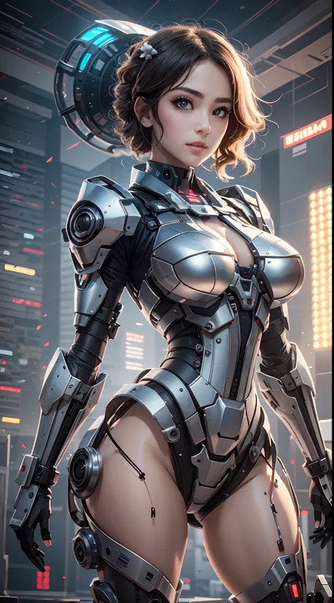 ((mejor calidad)), ((obra maestra)), (detallado: 1.4), ......3D, Maestro Chef-Mecha, Hermosa mujer ojos azules cyberpunk  Con armadura estilo Master Chef, sci-fi technology, HDR (High Dymanic Range), Trazado de rayos, NVIDIA RTX, Super resolution, Irreal 5...