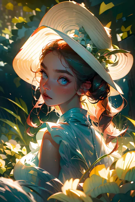 (extreme close up:1.5), (face focus:2),(Style of ???? ???:1.5),
((side face:2)),(1girl surrounded by soft_light:1.5), (backlighting:1.8), (lighting),(flowing fabric:1.3), ((Floral_summer_dress:1.5),(Straw_hat:1.3)),
(masterpiece), realistic, HDR, highly de...