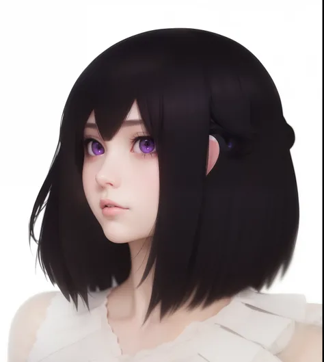 Close-up of girl with black hair and purple eyes, semirealistic anime style, anime realism style, anime styled 3d, realistic anime style, semi realistic anime, Anime style. 8K, realistic anime 3 d style, Stylized as anime, Detailed anime soft face, realist...