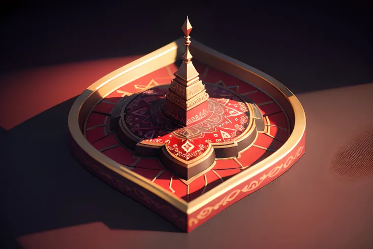 A Hindu mandala in the colors red purple and red, smoke, sinister, low poly, isometric art, 3d art, high detail, artstation, concept art, behance, ray tracing, smooth, sharp focus, ethereal lighting