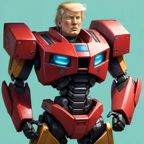 Donald Trump robotic face, transformers g1 animation style