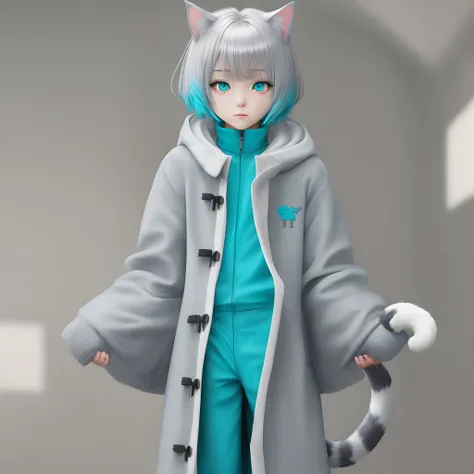 Cat coat color silver eye color cyan key tail