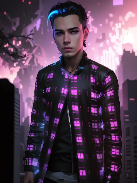 Change background cyberpunk handsome boy