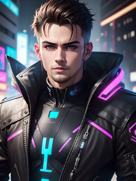 Change background cyberpunk handsome boy. Realistic face ultra realistic 4k realistic