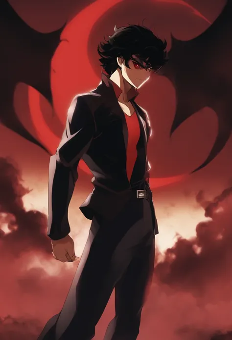 devilman, 1 guy, 23 years old, black hair, red eyes, akira fudo