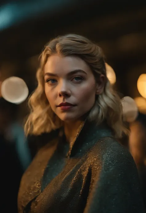 Realista, linda loira, nariz perfeito, (Rosto bem definido), (Anya Taylor-Joy) (atriz, Anya Taylor-Joy, rosto)
(Atriz, modelo), detalhado, olhos sedutores (seios grandes), (corpo inteiro), vestindo Blade Runner 2049, traje Netflix streaming, (cidade futuri...