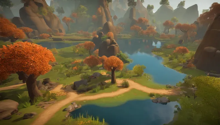 This map is a diverse game world，It is full of different geographical features and ecosystems。Players will discover goblin ore as they explore、Wildfire tribes and river valley wetlands are interesting places。