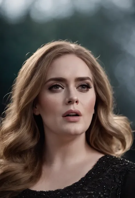 Adele singing with wavy hair