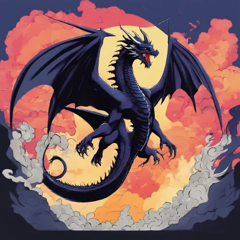 Male black dragon with wings and causal clothes.