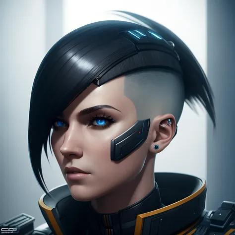 a close up of a person with a sci - punk haircut, a character portrait by senior character artist, cg society contest winner, futurism, rendered in unreal engine, physically based rendering, artstation hd --auto